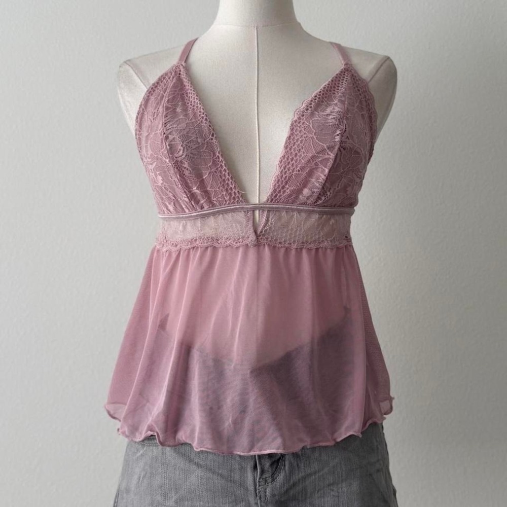 Y2k Pink Fairy Core Coquette Cami Sheer Romantic 2000s Soft Girl Festival